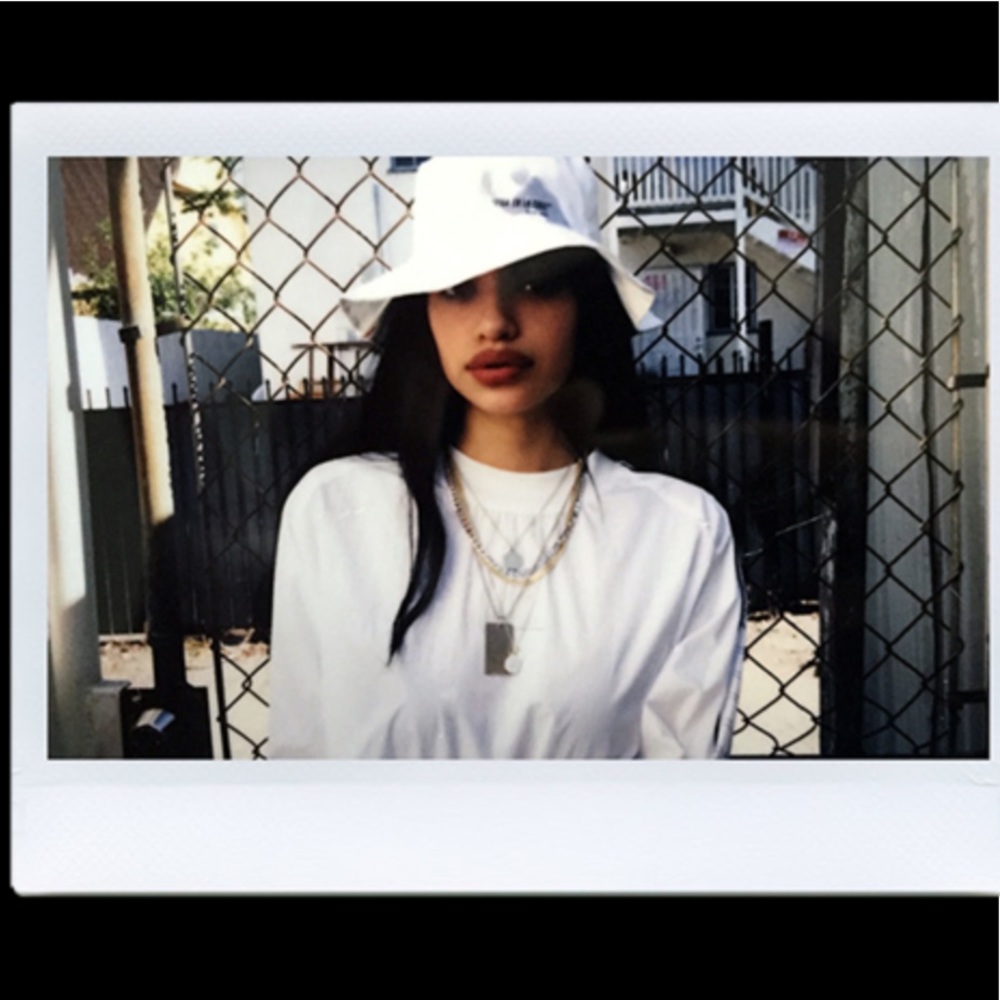 Hyein Seo White Double Layer Logo Bucket Hat